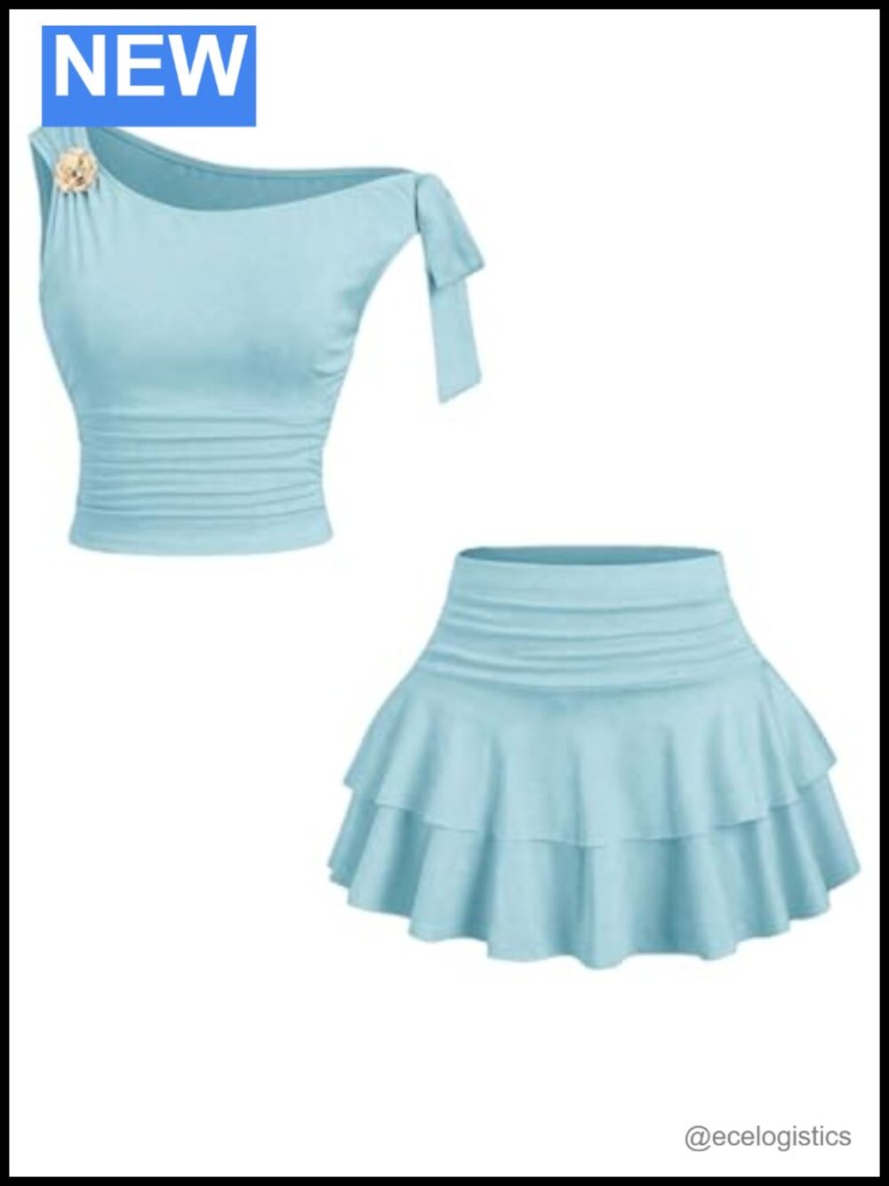 2 Piece Skirt Set Ruched Crop Top A Line Mini Skirt Going Out Outfit
